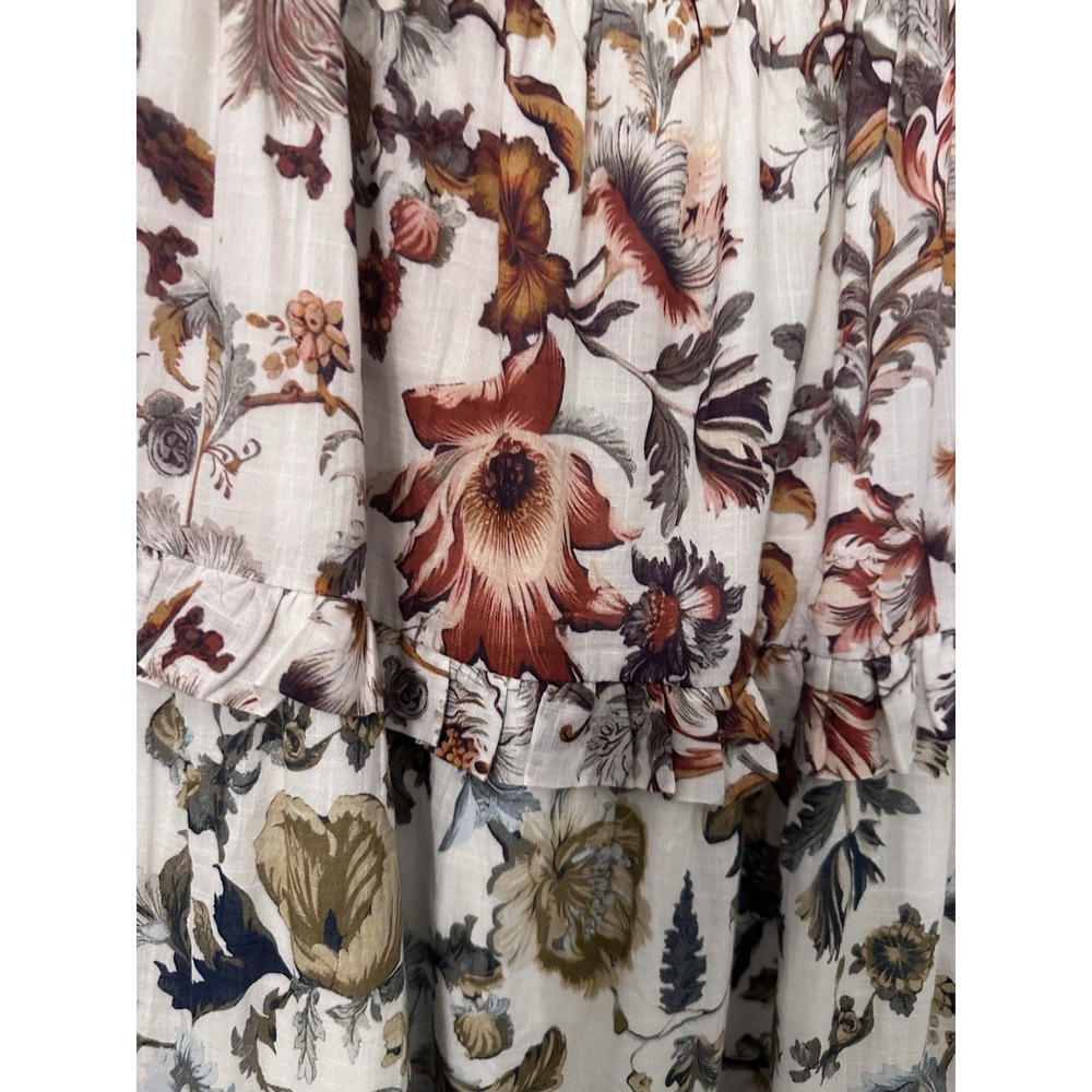 Anthropologie White Floral Tiered Maxi Dress with Red and Blue Accents - Picture 6 of 11